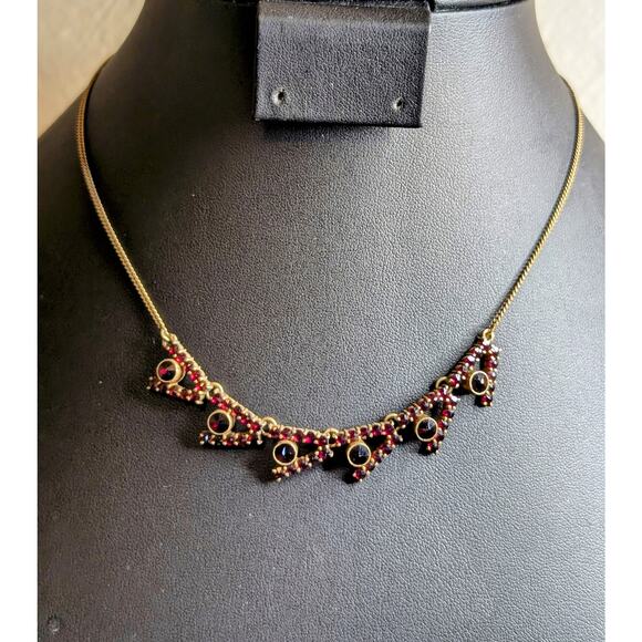 Antique Bohemian Natural Garnet Marked G2 W/ Hare's Head 16" Necklace